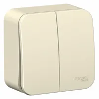 Выключатель 2-клавишный Schneider Electric BLANCA, открытый монтаж, молочный, BLNVA105002