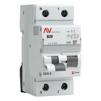 Дифавтомат EKF AVERES 1P+N 20А (B) 6 кА, 30 мА (A), rcbo6-1pn-20B-30-a-av