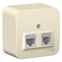 Розетка двойная RJ45 + RJ11 Blanca Schneider Electric молочная изол.пластина