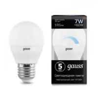 Лампа диммируемая светодиодная Gauss G45 (Шар) Globe-dim E27 7W 4100К, 105102207-D