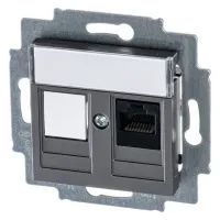 Розетка компьютерная RJ45 ABB LEVIT, скрытый монтаж, сталь, 2CHH295117A6069