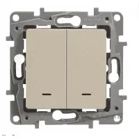 Выключатель 2-клавишный Legrand ETIKA, с подсветкой, скрытый монтаж, слоновая кость, 672304