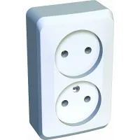 Розетка двухместная Schneider Electric ETUDE, открытый монтаж, белый, PA16-005B