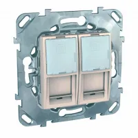 Розетка компьютерная 2xRJ45 Cat.6 Schneider Electric UNICA, бежевый, MGU5.2424.25ZD