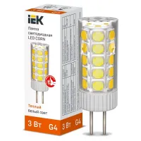 Лампа светодиодная LED капсула IEK 3Вт капсула 3000К G4 12В, LLE-CORN-3-012-30-G4