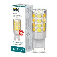 Лампа светодиодная LED капсула IEK 3.5Вт капсула 4000К G9 230В, LLE-CORN-4-230-40-G9