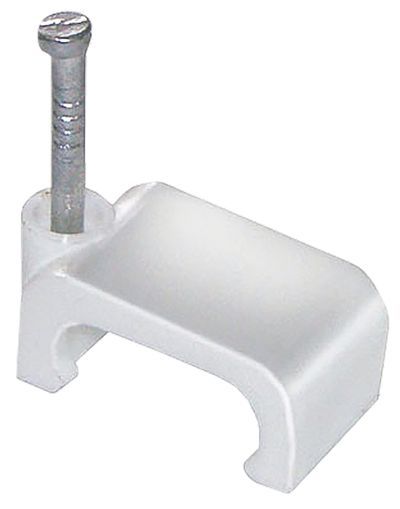 Скоба крепежная  d7 (100шт в уп-ке)  плоская пластиковая ИЭК