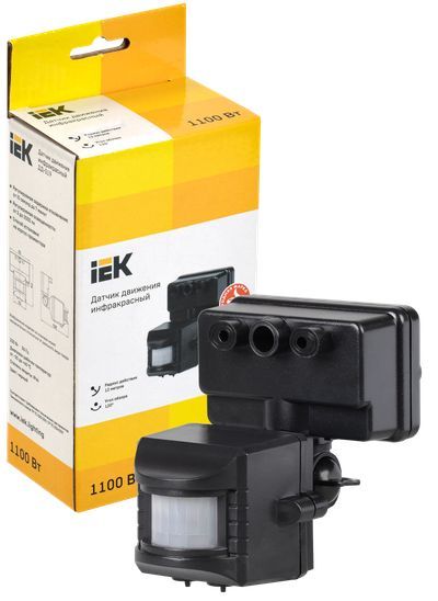 IEK Датчик движения ДД019(Ч)  1100Вт 120град.  12м.  IP44