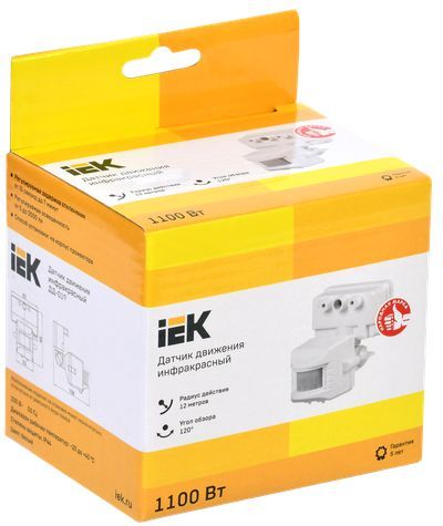 IEK Датчик движения ДД019(Б)  1100Вт 120град.  12м.  IP44