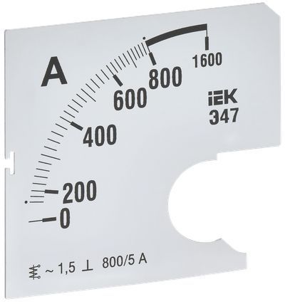 Шкала сменная для амперметра Э47 800/5А класс точности 1,5 72х72мм IEK