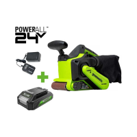 Ленточная шлифовальная машина GreenWorks G24BS, 24V, б/щет, 76х457мм, 259 м/мин, 1x2Ач,ЗУ, коробка 3