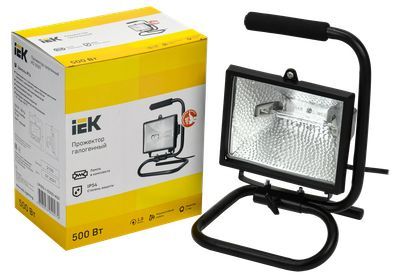 IEK ИО500П(переноска) галоген.черный IP54  