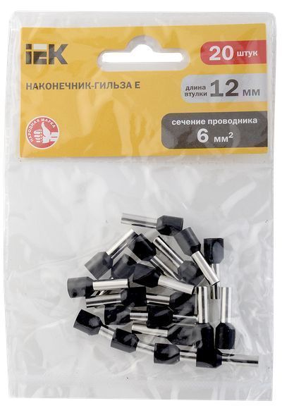 Наконечник НШВИ 6,0-12 черный (20шт/упак) IEK
