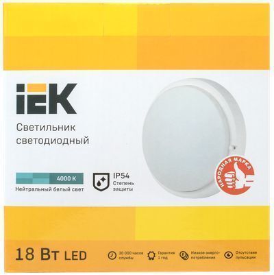 IEK  18Вт  круг  4000K  1200Лм  белый  IP54  / LED ДПО 4004
