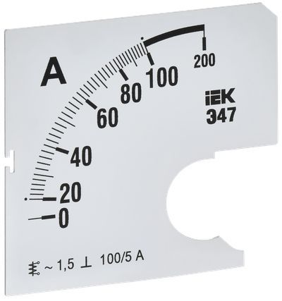 Шкала сменная для амперметра Э47 100/5А класс точности 1,5 72х72мм IEK