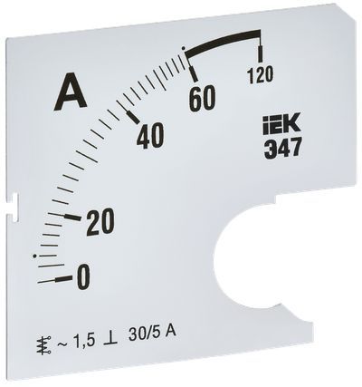Шкала сменная для амперметра Э47 60/5А класс точности 1,5 72х72мм IEK