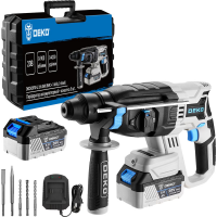 Бесщеточный аккумуляторный перфоратор DEKO DKCH20FU-Li в кейсе + оснастка 5 шт., 20 В, 2x5.0Ач 063-4