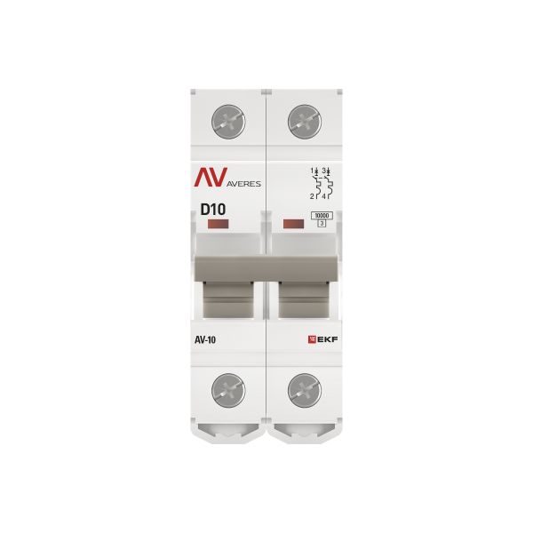 Выключатель автоматический AV-10 2P 10A (D) 10kA EKF AVERES