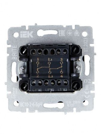 BRITE Выключатель 2-клавишный проходной 10А ВС10-2-6-БрЧ черный IEK