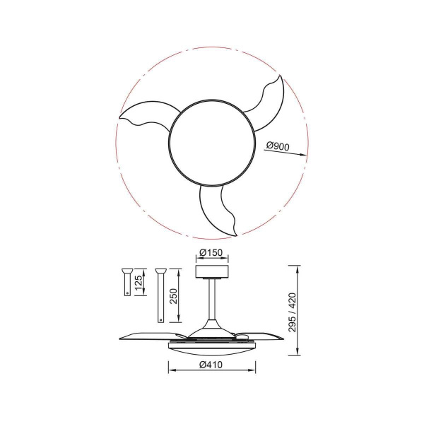 Люстра-вентилятор Mantra SLIM FAN mini 9009