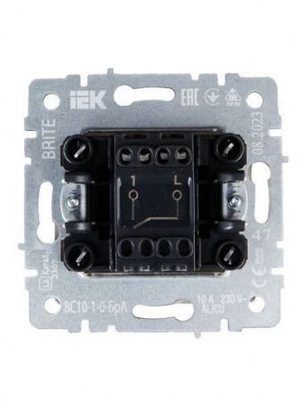 BRITE Выключатель 1-клавишный 10А ВС10-1-0-БрА алюминий IEK