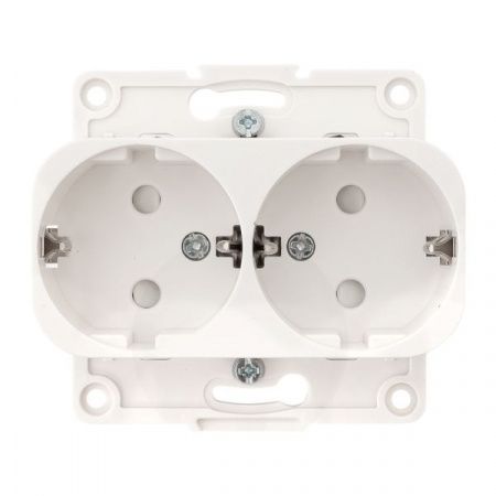 Стокгольм Механизм Розетки 2-местной с/з 16А автоматические клеммы белый с защ. штор. EKF PROxima