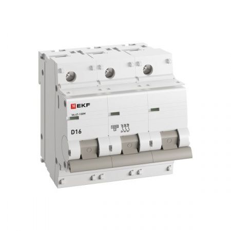 Автоматический выключатель ВА 47-100M 3P 16А (D) 10kA без теплового расцепителя EKF PROXIMA
