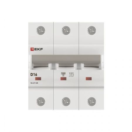 Автоматический выключатель ВА 47-125 3P 16А (D) 15кА PROXIMA EKF