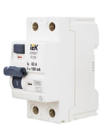 ARMAT Выключатель дифференциального тока R10N 2P 63А 100мА тип AC IEK