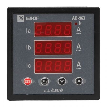 Амперметр AD-963 цифровой на панель (96x96) трехфазный EKF PROxima
