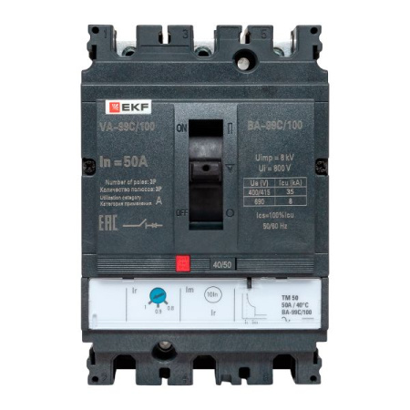 Выключатель автоматический в литом корпусе ВА-99C 100/50А 3P 35кА с термомагнитным расцепителем EKF