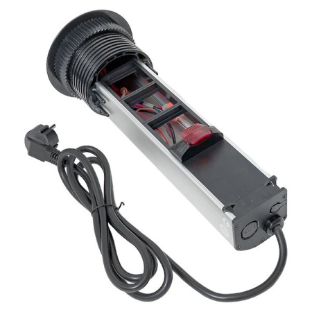 Встраиваемая выдвижная мини-колонна с беспроводной зарядкой 15Вт, 8 модулей C-Line EKF, металлик