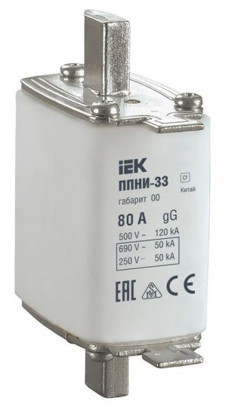 Плавкая вставка предохранителя ППНИ-33 габарит 00 80А IEK