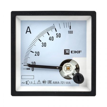 Амперметр AMA-721 аналоговый на панель (72х72) квадратный вырез 50А прямое подкл. EKF